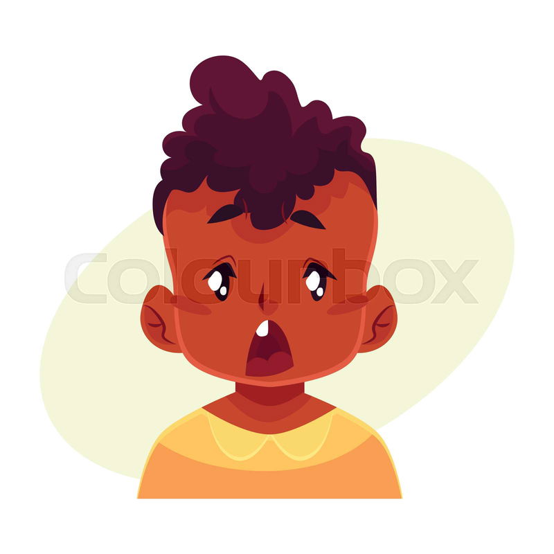 Little boy face, surprised facial expression, cartoon vector ...
