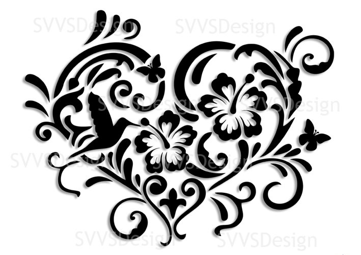 SVG and PNG cutting files, Floral Design, Clipart, (92536)