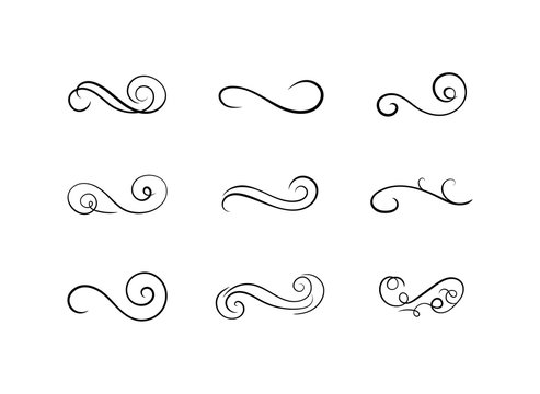Vector Book Decoration Antique Set, Swirly Lines, Calligraphic ...