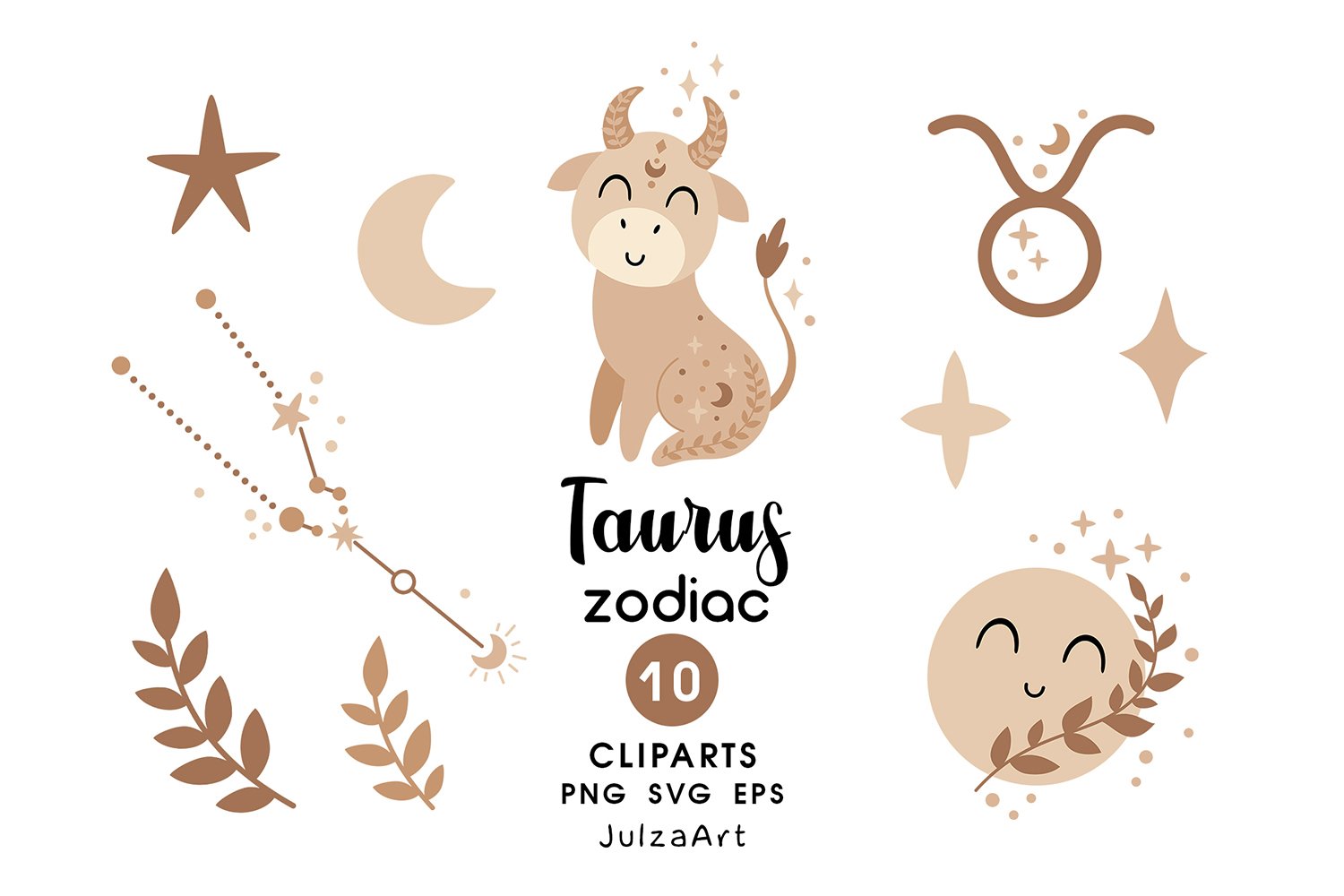 Taurus zodiac clipart, Taurus svg, Star zodiac sign clip art