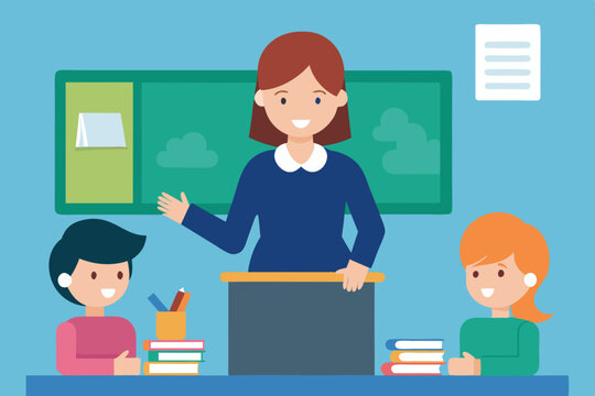 teacher and students clipart