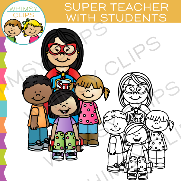teacher and students clipart