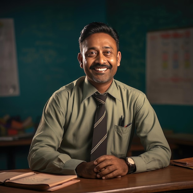 World Teachers Day concept portrait of Happy Indian Teacher in the ...