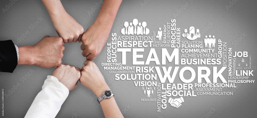 Poster, Wandbilder Teamwork and Business Human Resources - Group of  business people working together as successful team building strength and  unity ...
