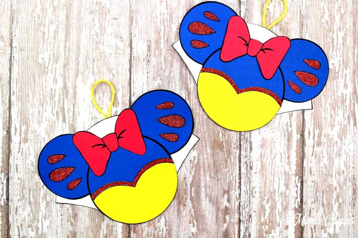 DIY Snow White Mickey Mouse Ears Ornament + Printable Template