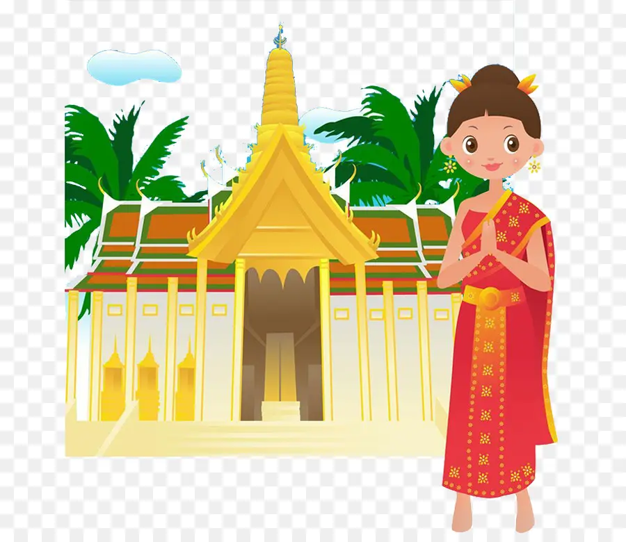 Temple - Traditional Temple with Girl in Cultural Dress - CleanPNG ...