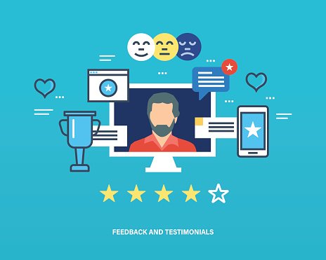 Concept Of Testimonials, Feedback, Reviews And Raitings, Favorites ...