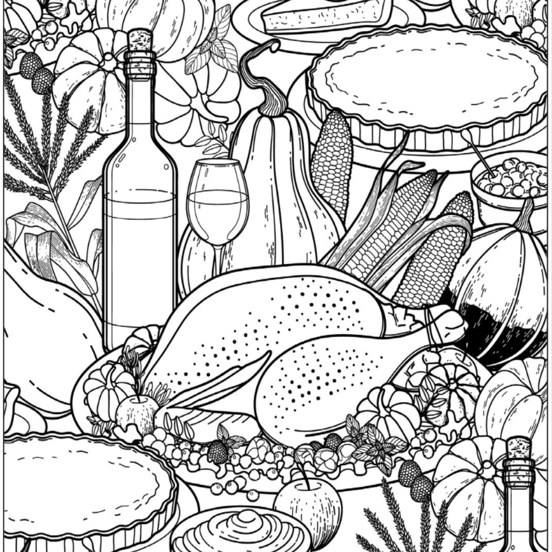 thanksgiving dinner coloring pages