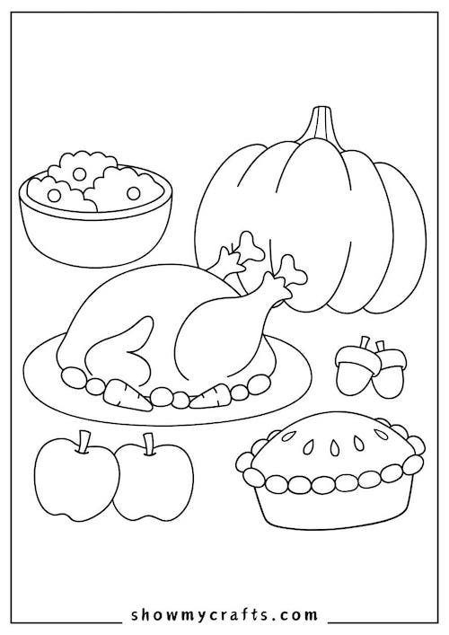 thanksgiving food coloring pages