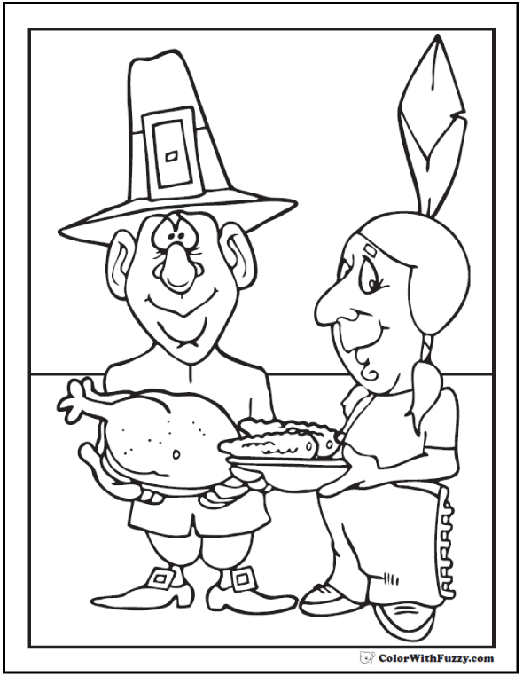 thanksgiving indian coloring pages