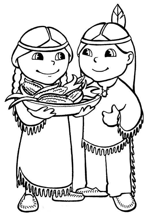 thanksgiving indian coloring pages