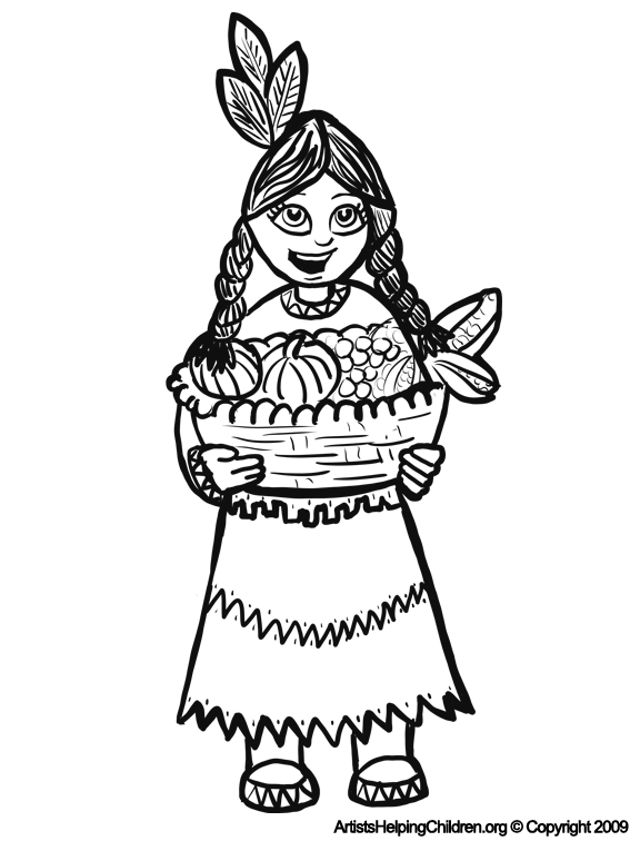 thanksgiving indian coloring pages