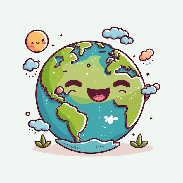 Vector cute earth cartoon style | Premium AI-generated vector