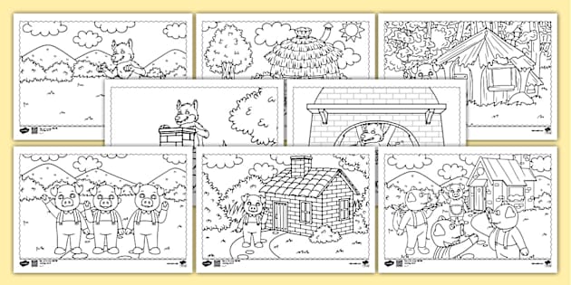 the three little pigs story coloring pages