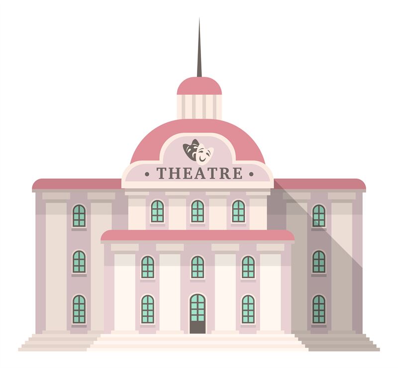 Theatre icon. City architecture facade. Building exterior By ...