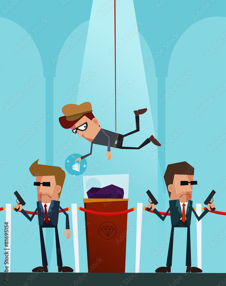 professional thief in action stealing the diamond Stock Vector ...