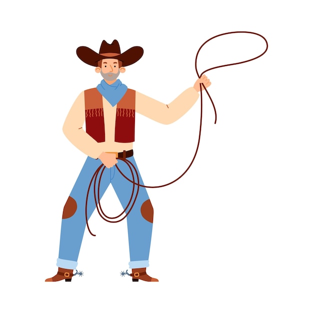 Premium Vector | Western cowboy or texas ranger throwing lasso ...
