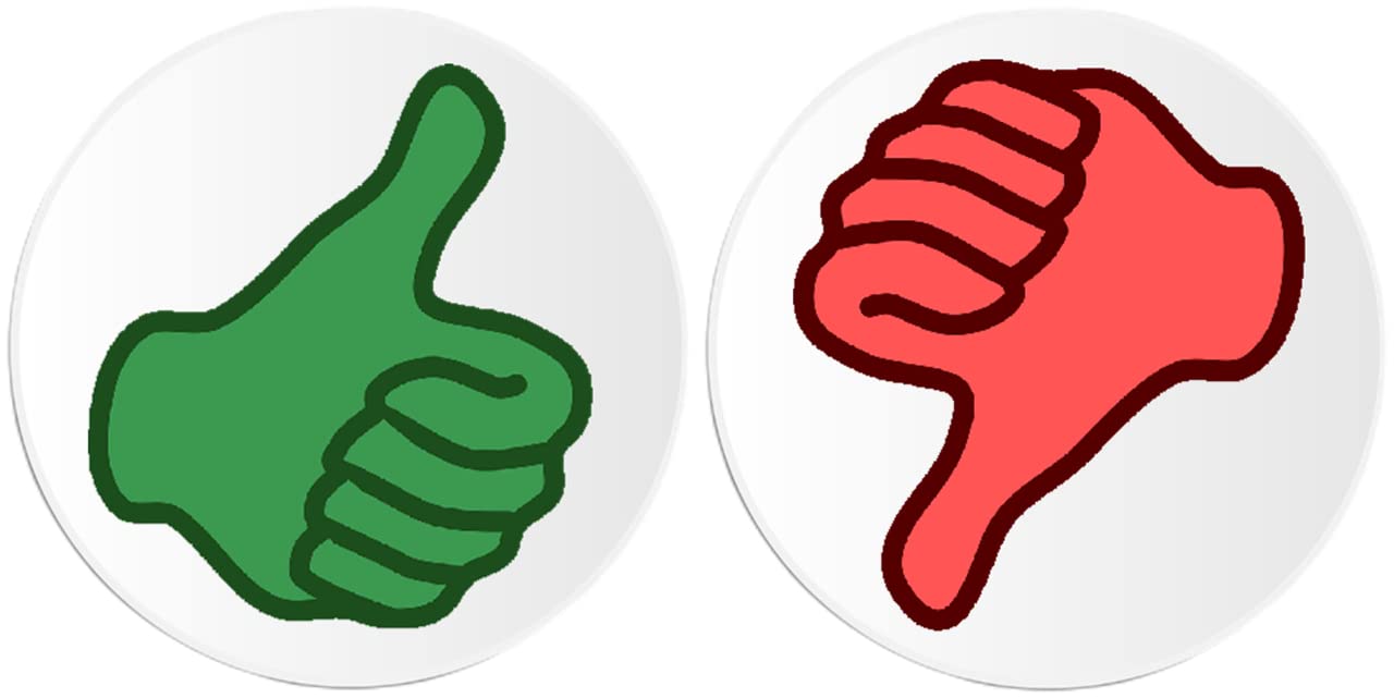 Amazon.com: Thumbs Up and Thumbs Down - 2 Pack Circle Stickers 3 ...