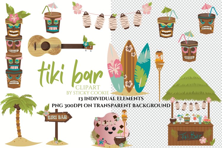 Digital Tropical Tiki Bar clipart