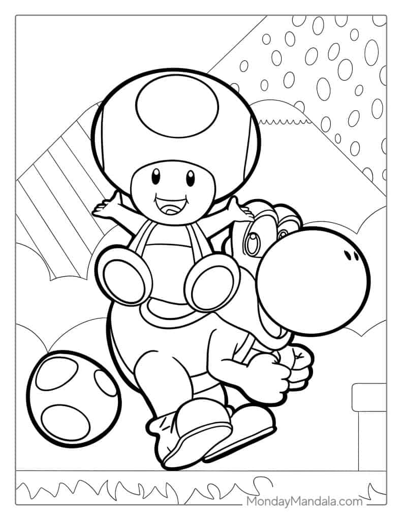 toad coloring pages from super mario