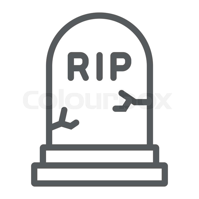 Grave line icon, gravestone and funeral, tombstone sign, vec ...