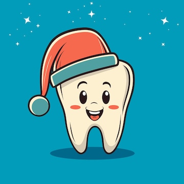 Vector tooth with a red Santa claus hatChristmas vector dental ...