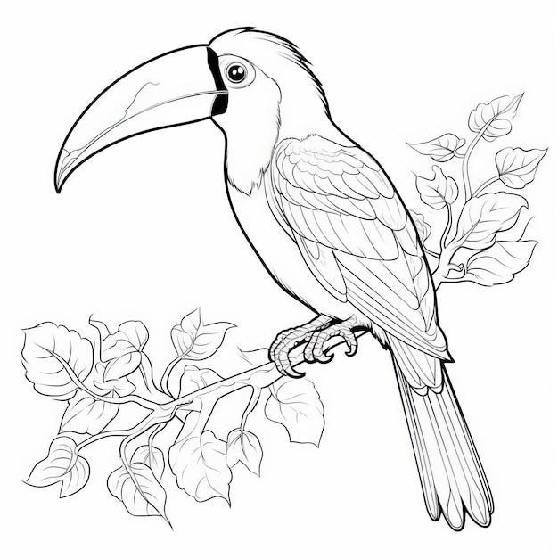 Realistic Toucan Coloring Page With Crisp Outline Art | Premium AI ...
