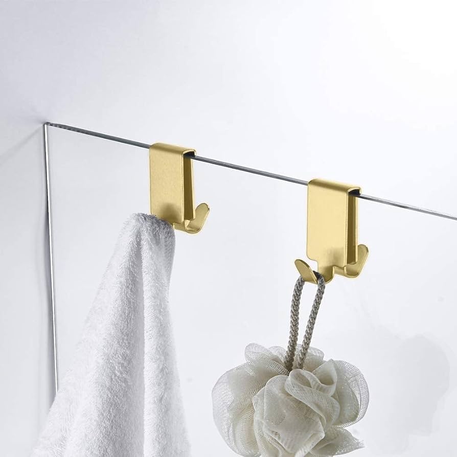 MOKIUER Double Hooks for Glass Shower Door, Towel Hooks Over ...