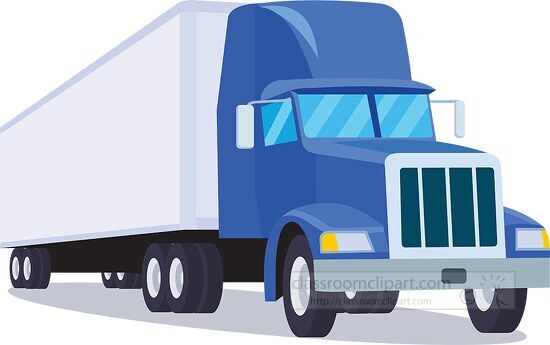 Truck Clipart-truck with long trailer blue cab clipart