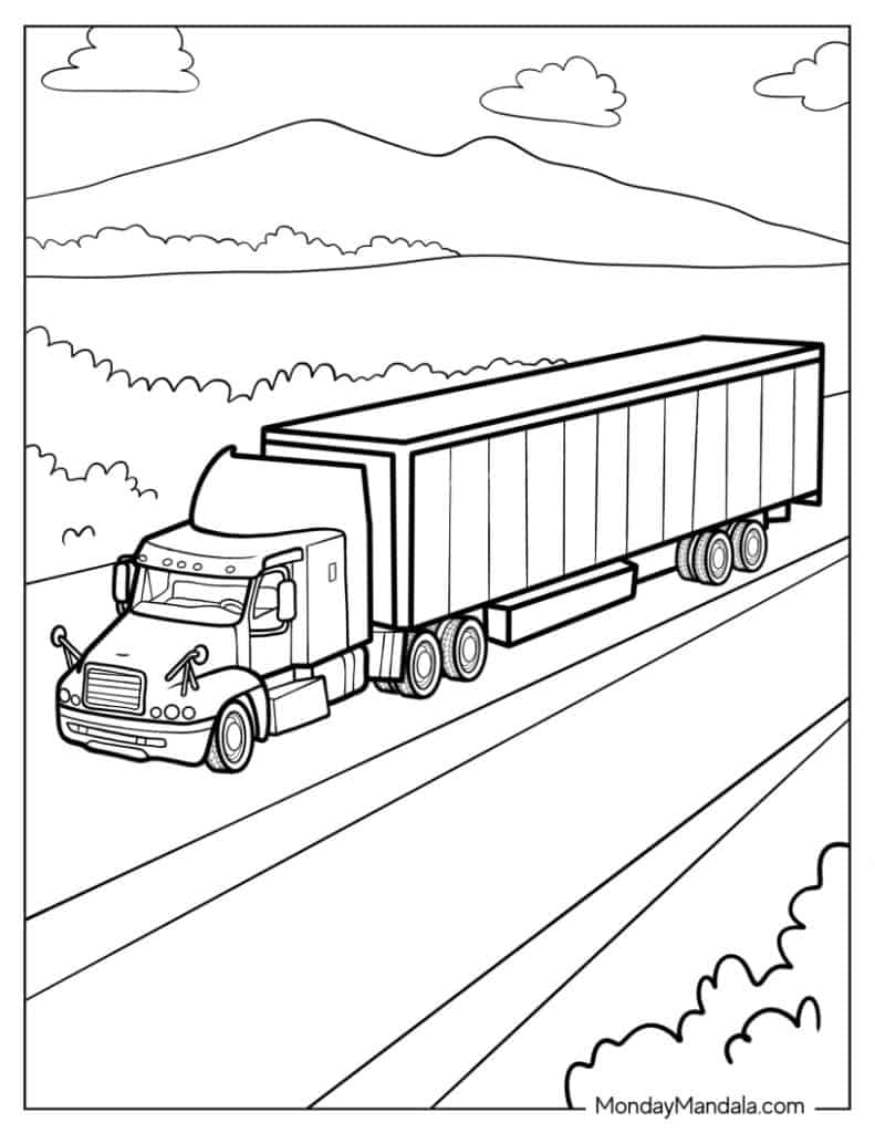 tractor trailer coloring pages