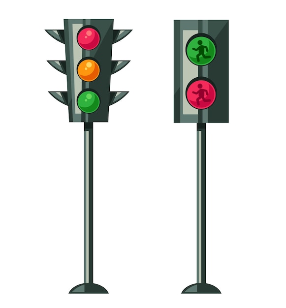 Premium Vector | Cartoon style traffic light isolated set flat ...