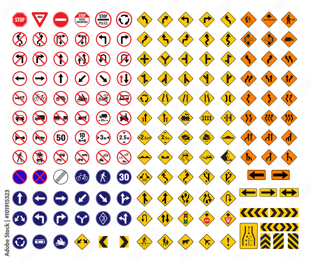 all traffic signs vector Stock-Vektorgrafik | Adobe Stock