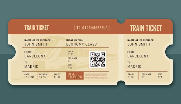 Free Vector | Hand drawn train ticket template