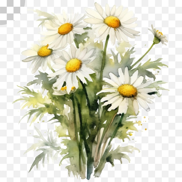 Daisy watercolor transparent background | Premium AI-generated PSD
