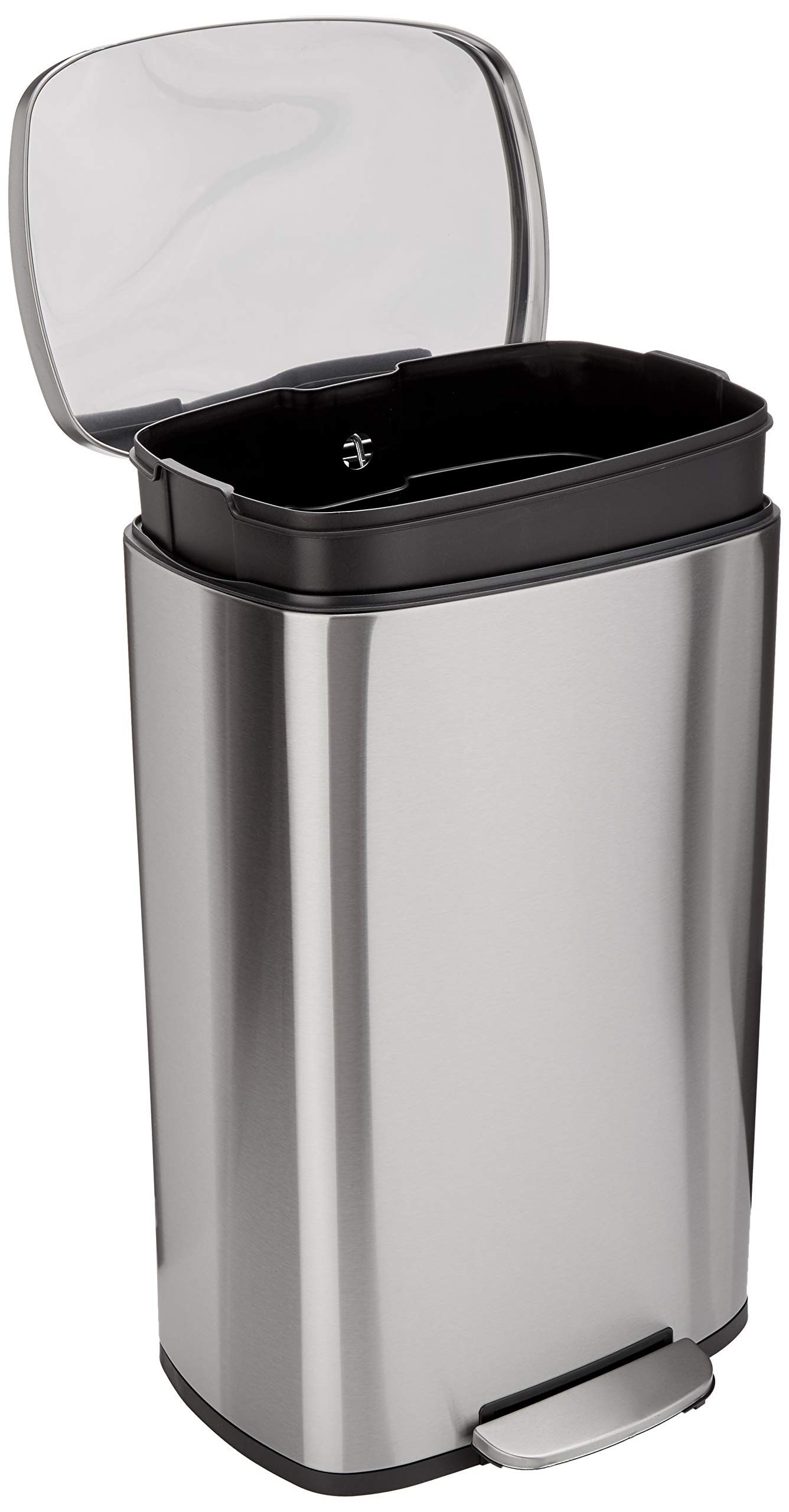 Amazon Basics Kitchen Waste Bin with Steel Tube Pedal, 50 Litres,  Soft-Close Lid for Kitchen, Bathroom or Office, Rectangular, Satin/Nickel  Colours : ...