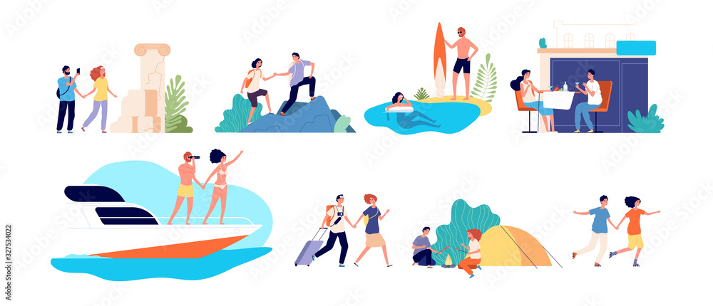 Vacation activities. Women family travel adventures. Water sports ...