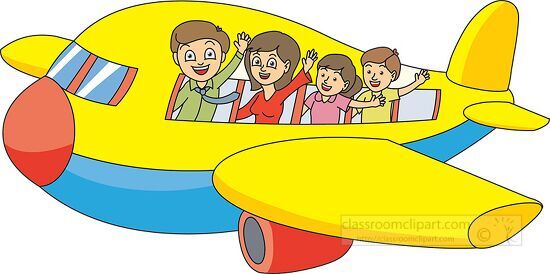 Summer Clipart-family summer vacation travel on plane clipart