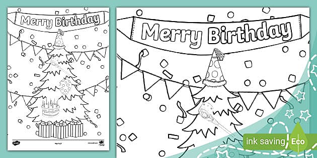 tree birthday coloring page