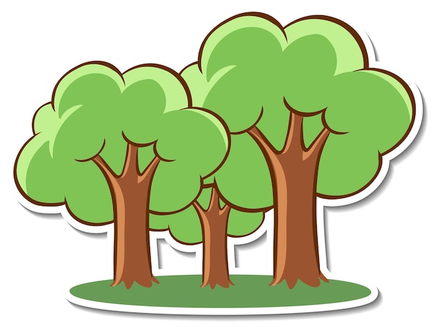 Free Vector | Cartoon tree sticker on white background