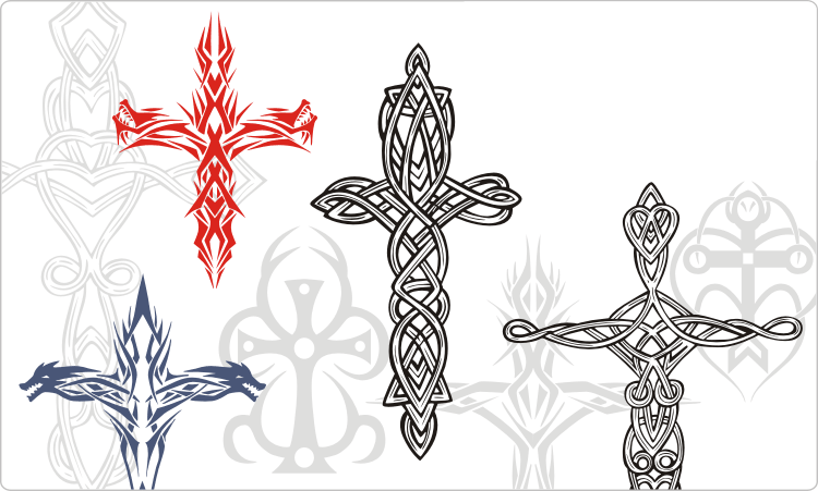 Tribal Cross Tattoos - Vector images on CD or by download