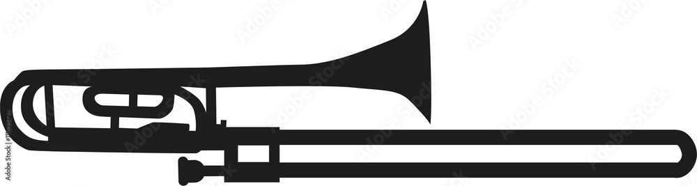 Poster, Wandbilder Trombone silhouette, 90x24 cm