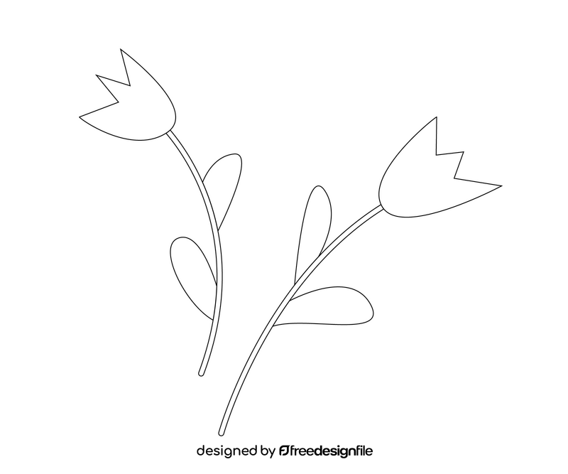 Tulips flower cartoon black and white clipart free download