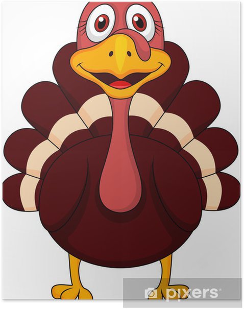 Cute turkey cartoon Poster