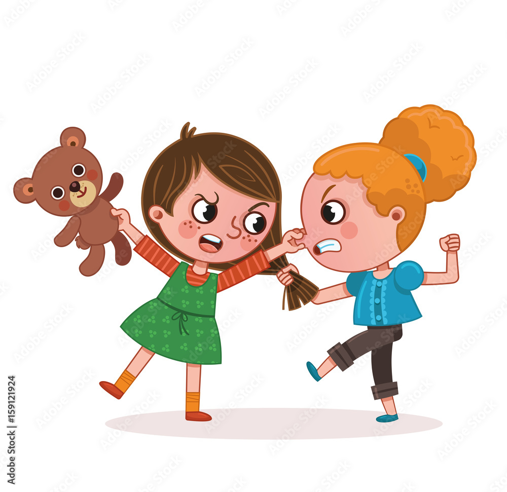 Two Girls Fighting. (Vector illustration) Stock Vector | Adobe Stock