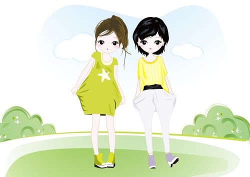 two girls cartoon