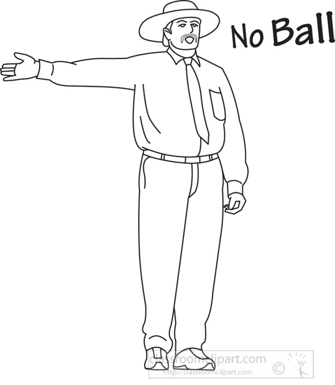 Cricket Clipart - cricket_umpire_no_ball_oultine - Classroom Clipart