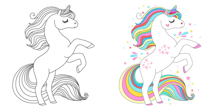 Unicorn Outline-Bilder: Stock-Fotos &amp; -Videos. | Adobe Stock