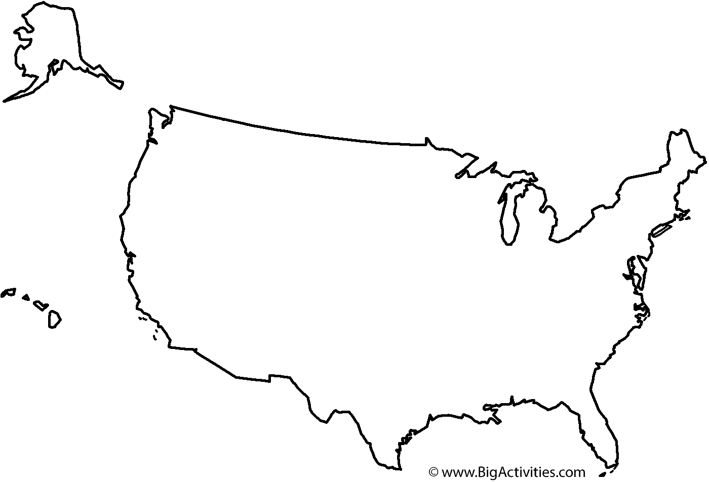 Map of the usa coloring pages - Hellokids.com