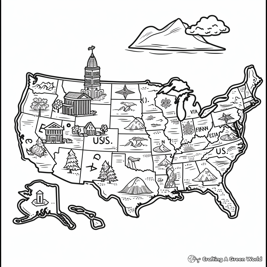 Celebrate the United States with a United States Coloring Page