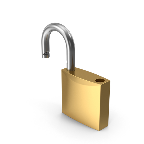 Unlocked Gold Padlock 3D, Incl. black &amp; lock - Envato